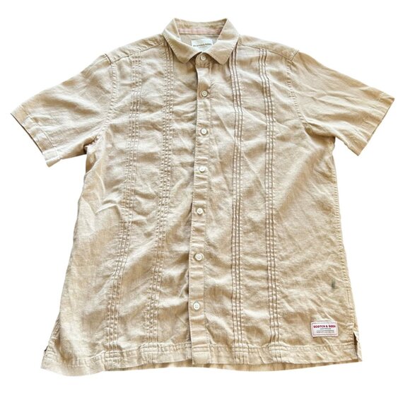 Scotch & Soda Linen Woven Short Sleeve Button Up Shirt M - Picture 1 of 5